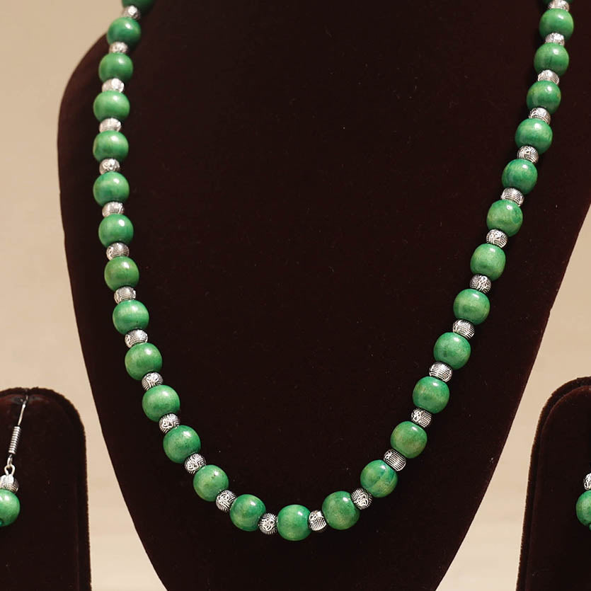 Green - Handmade Wooden Beads GS Necklace Set 08