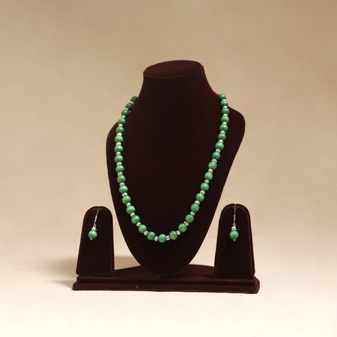 Green - Handmade Wooden Beads GS Necklace Set 08