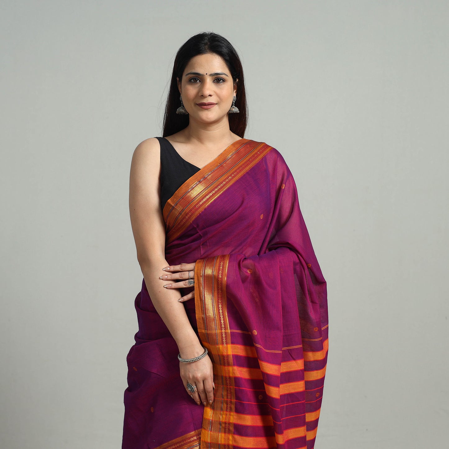 Mercerised Cotton Zari Border Dharwad Saree 20