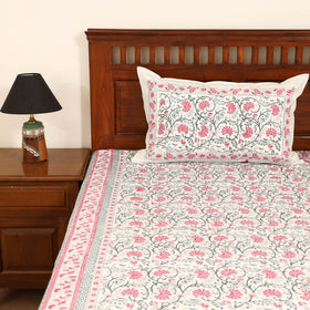 Sanganeri Hand Block Print Cotton Double Bedsheet Set (108 x 90 in) 21