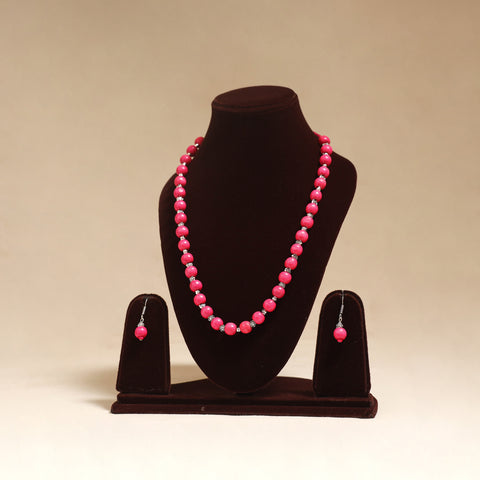 Pink - Handmade Wooden Beads GS Necklace Set 09