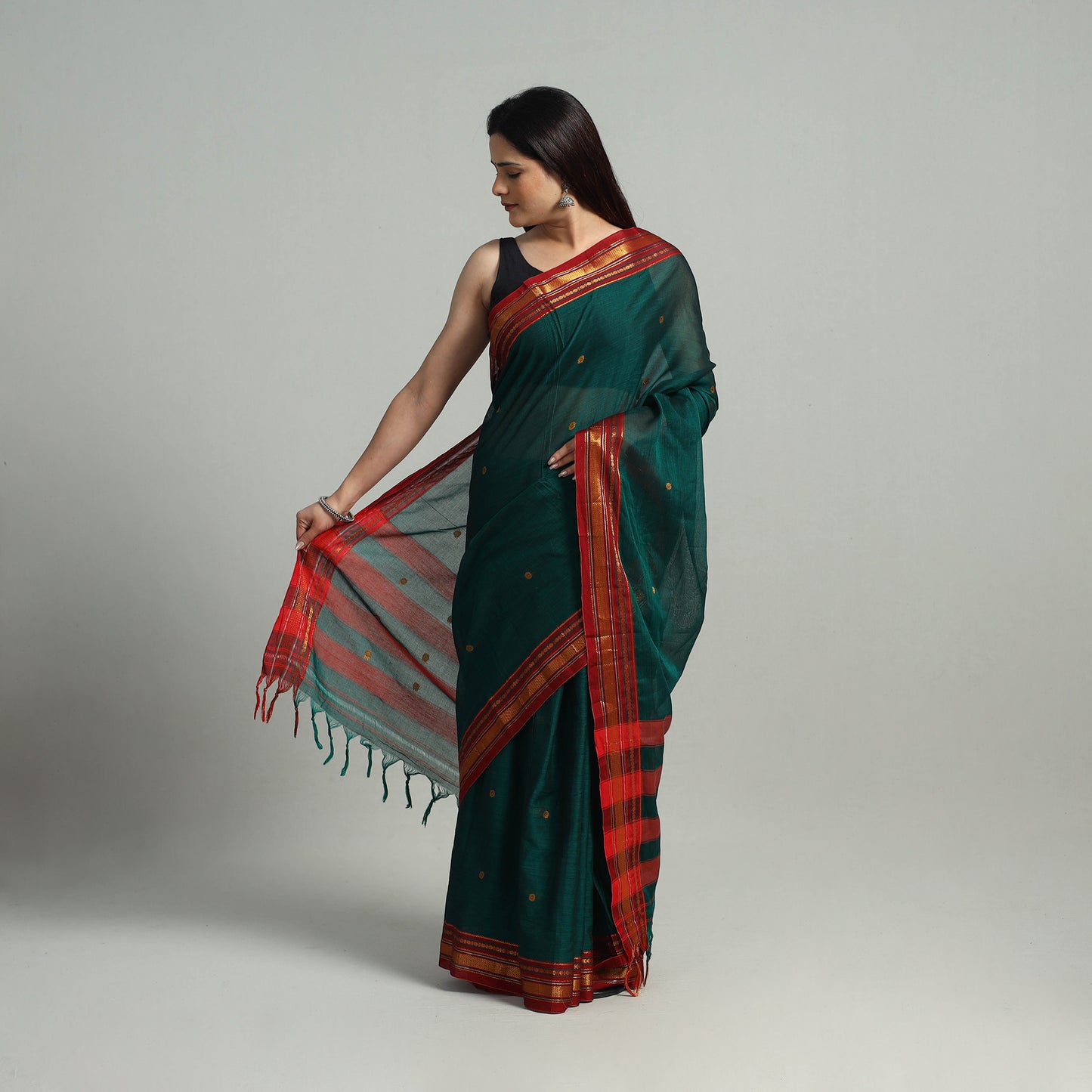 Mercerised Cotton Zari Border Dharwad Saree 21