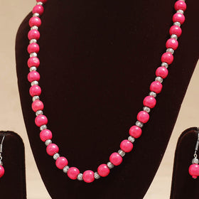 Pink - Handmade Wooden Beads GS Necklace Set 10