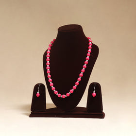 Pink - Handmade Wooden Beads GS Necklace Set 10