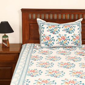 Sanganeri Hand Block Print Cotton Double Bedsheet Set (108 x 90 in) 22
