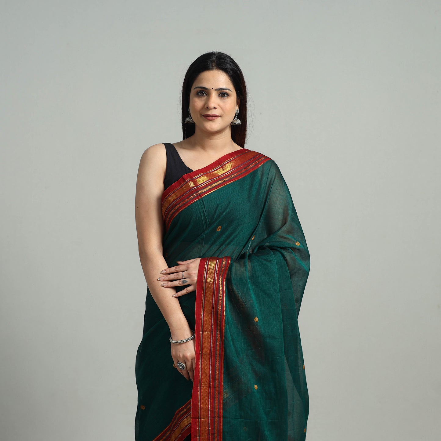 Mercerised Cotton Zari Border Dharwad Saree 21