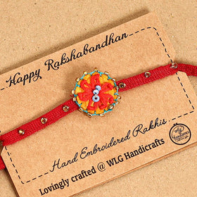  Daisy Flower - Hand Embroidered & Felt Work Rakhi 