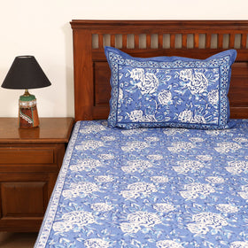 Sanganeri Hand Block Print Cotton Double Bedsheet Set (108 x 90 in) 23