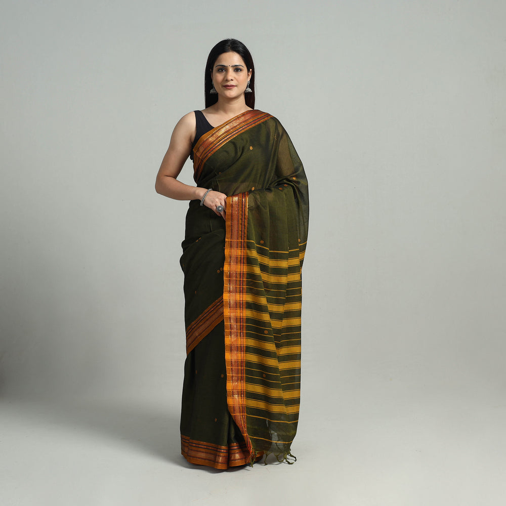 Mercerised Cotton Zari Border Dharwad Saree 22