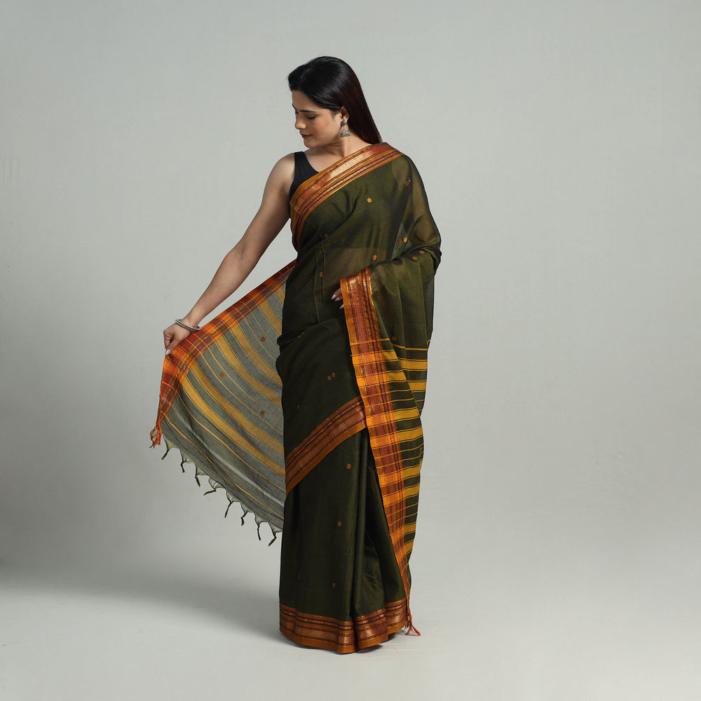 Mercerised Cotton Zari Border Dharwad Saree 22