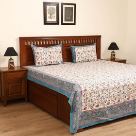 Sanganeri Hand Block Print Cotton Double Bedsheet Set (108 x 90 in) 24
