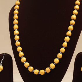 Yellow - Handmade Wooden Beads GS Necklace Set 13