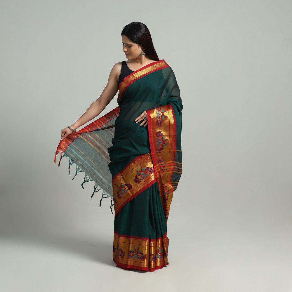 Mercerised Cotton Paithani Zari Border Dharwad Saree 23