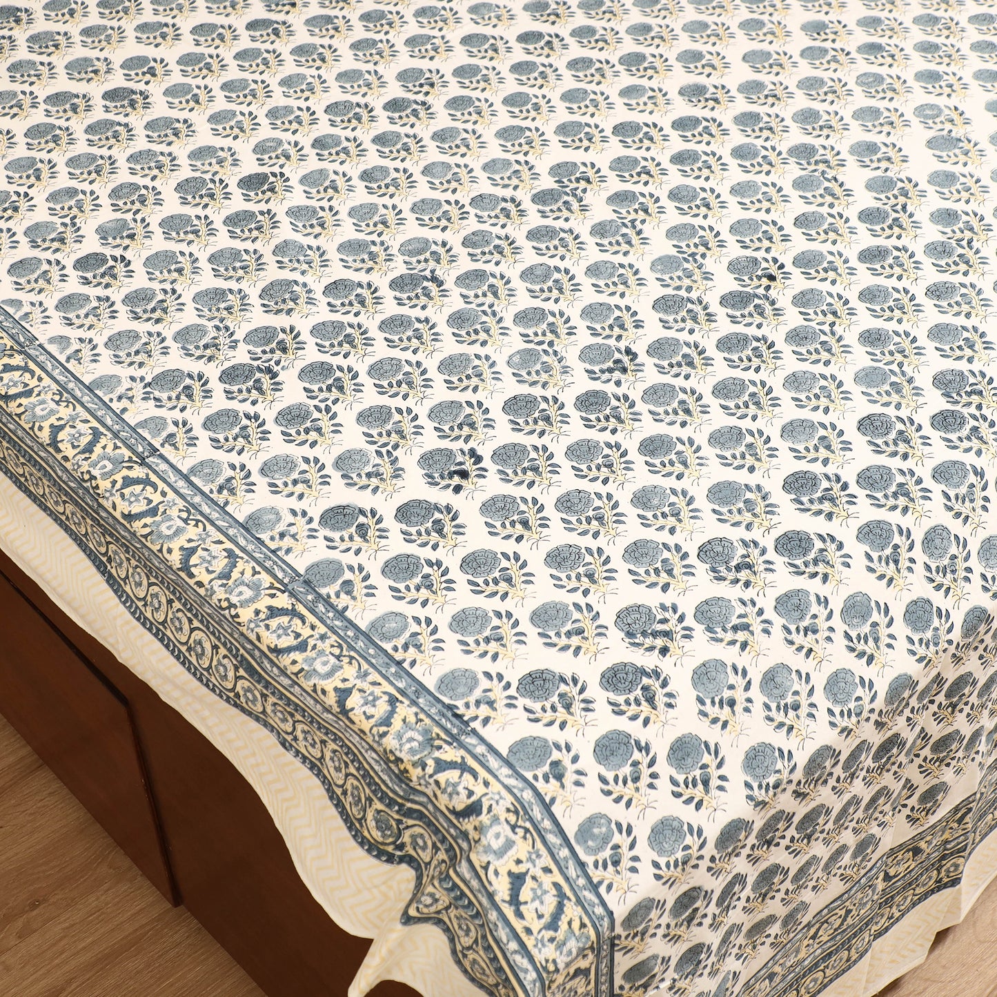 Sanganeri Hand Block Print Cotton Double Bedsheet Set (108 x 90 in) 26