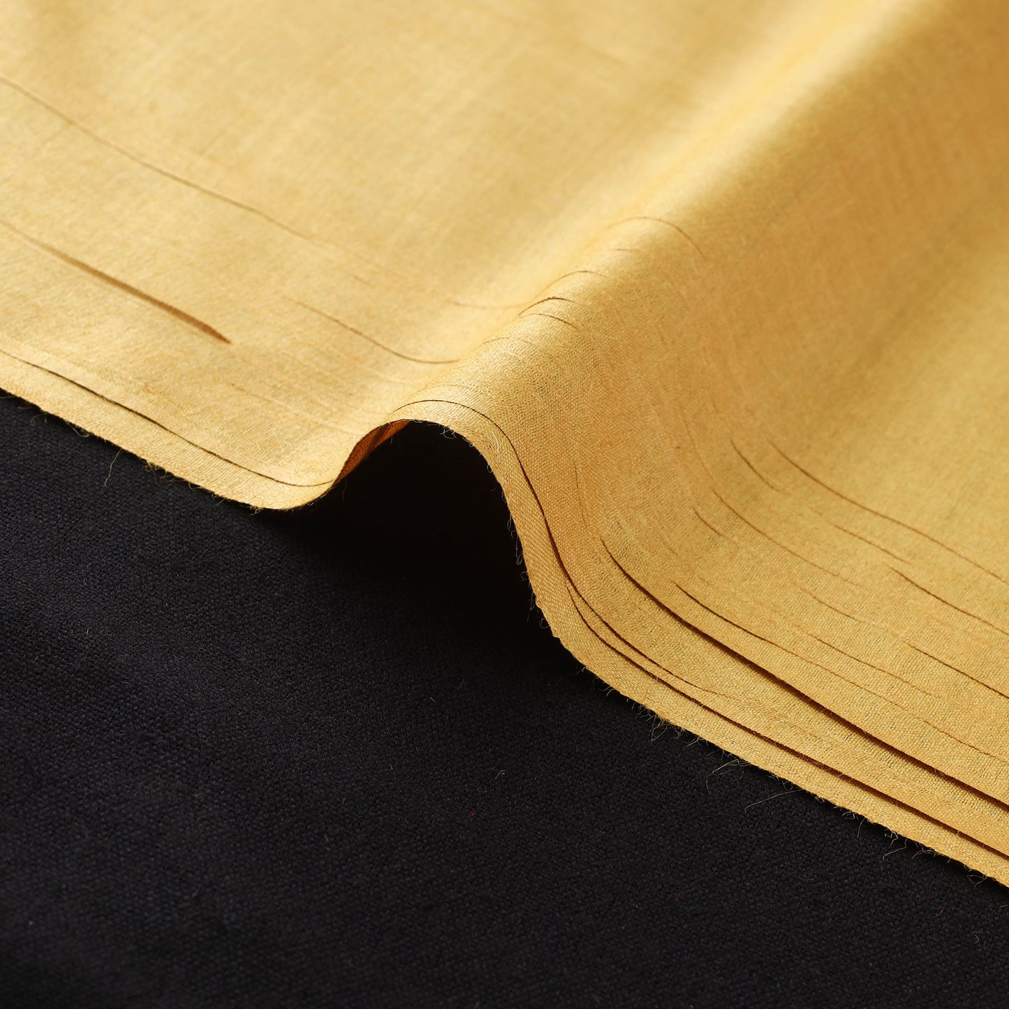 Yellow - Vidarbha Tussar x Muga Silk Handwoven Plain Fabric 17