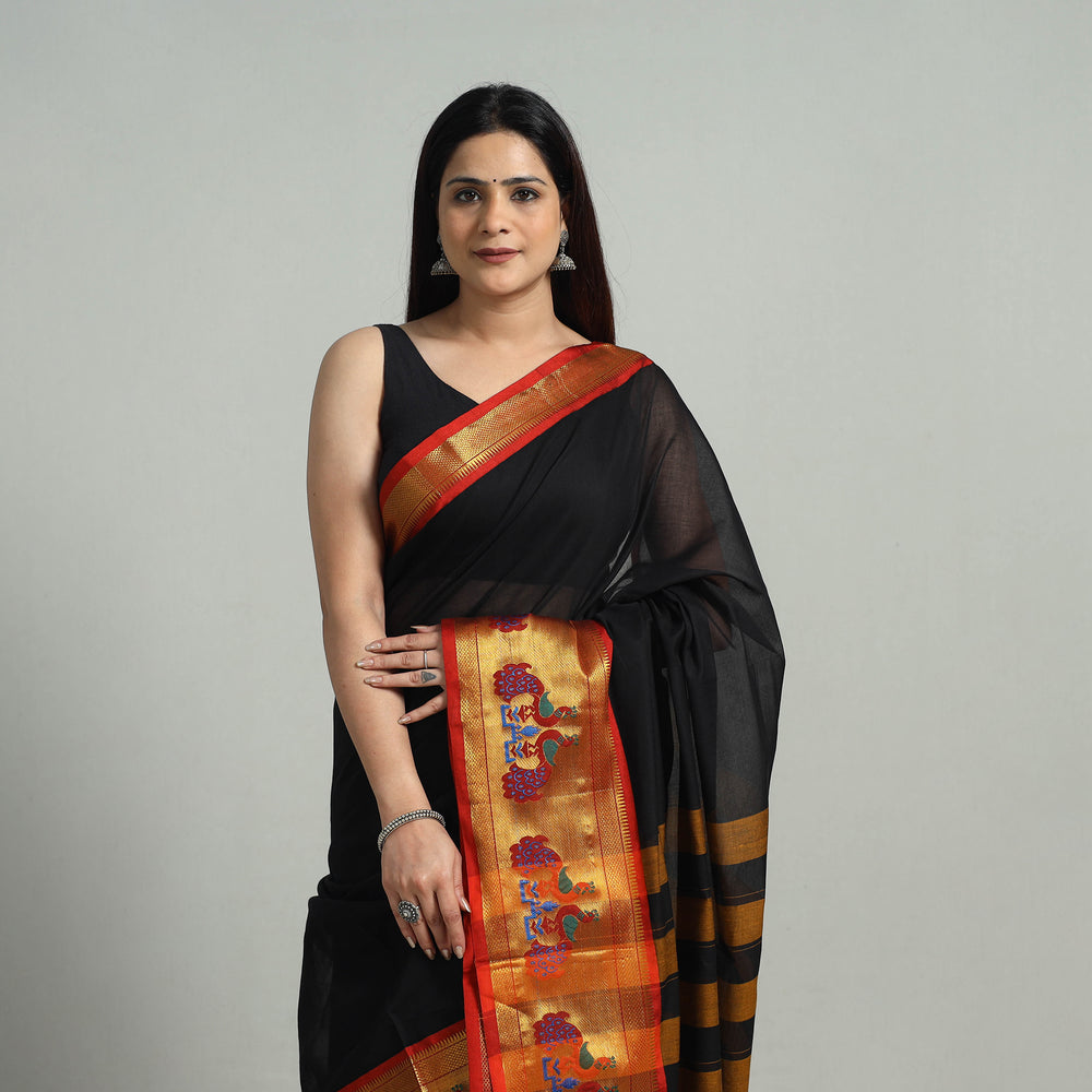 Mercerised Cotton Paithani Zari Border Dharwad Saree 24