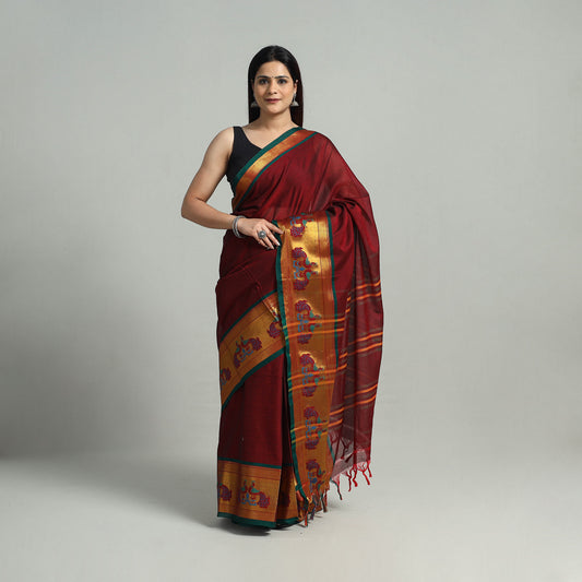 Mercerised Cotton Paithani Zari Border Dharwad Saree 25