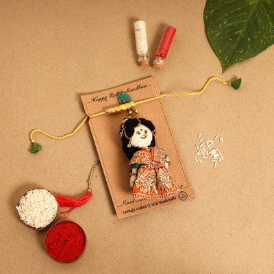  Radha Morpankh - Hand Embroidered & Felt Work Rakhi & Lumba Set 
