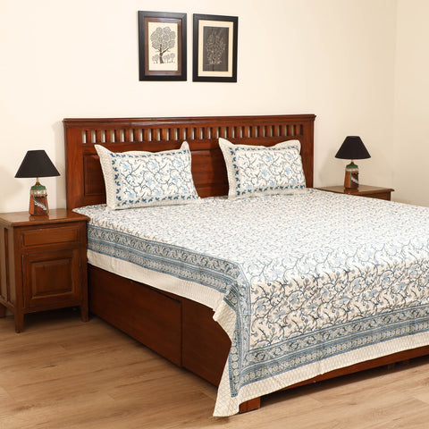 Multicolor - Sanganeri Hand Block Print Cotton Double Bedsheet Set (108 x 90 in) 28