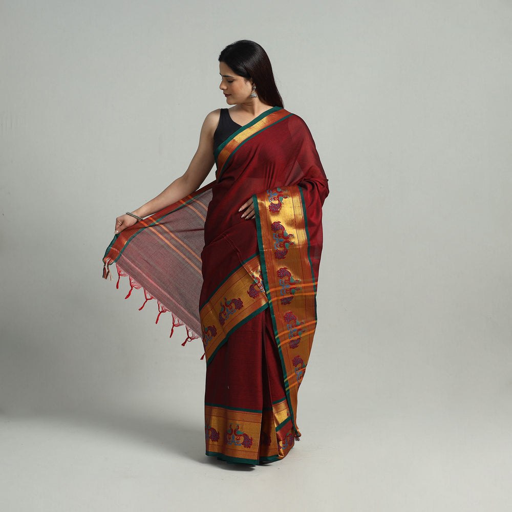 Mercerised Cotton Paithani Zari Border Dharwad Saree 25