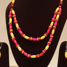 Multicolor - Handmade Wooden Beads Double Layered Necklace Set 19
