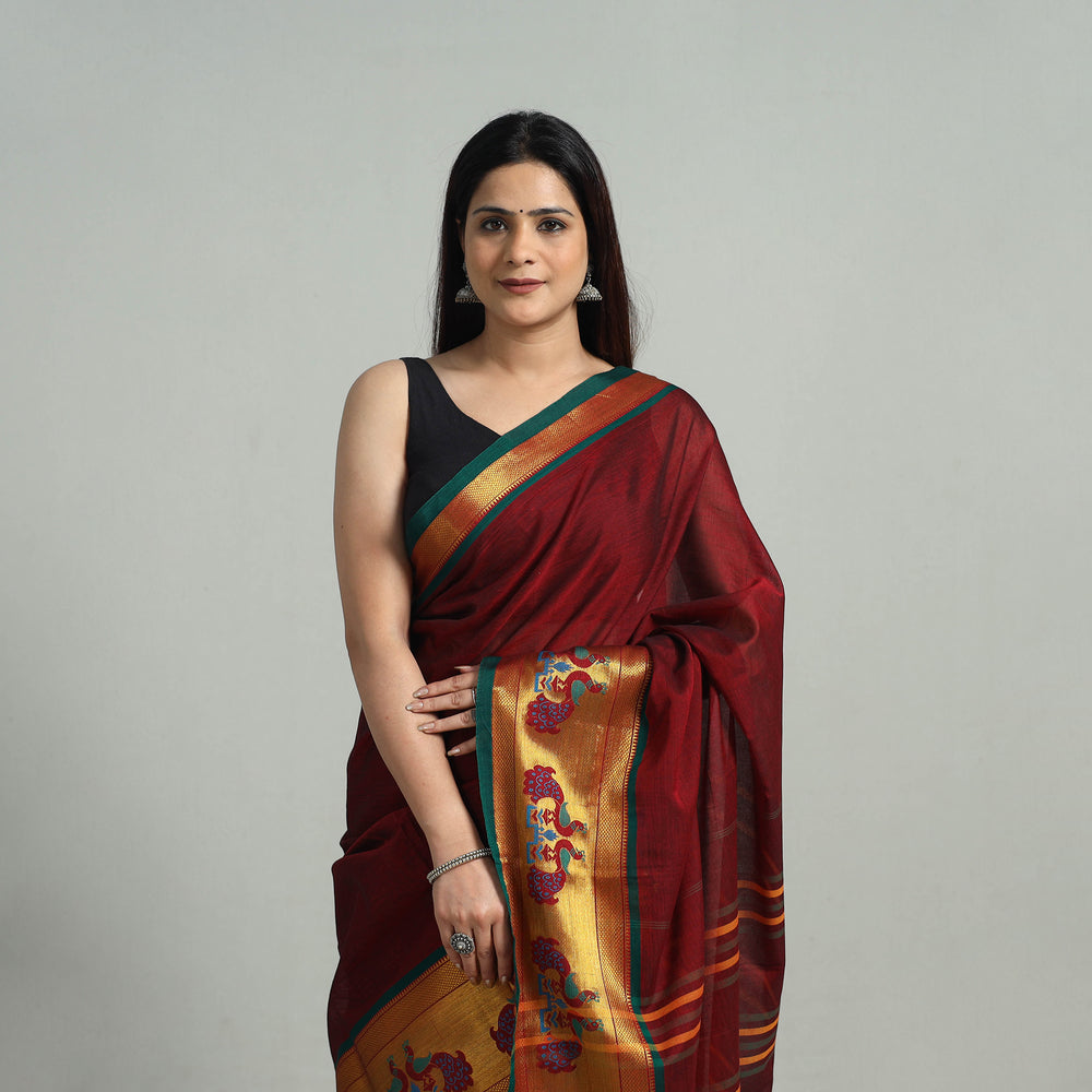 Mercerised Cotton Paithani Zari Border Dharwad Saree 25