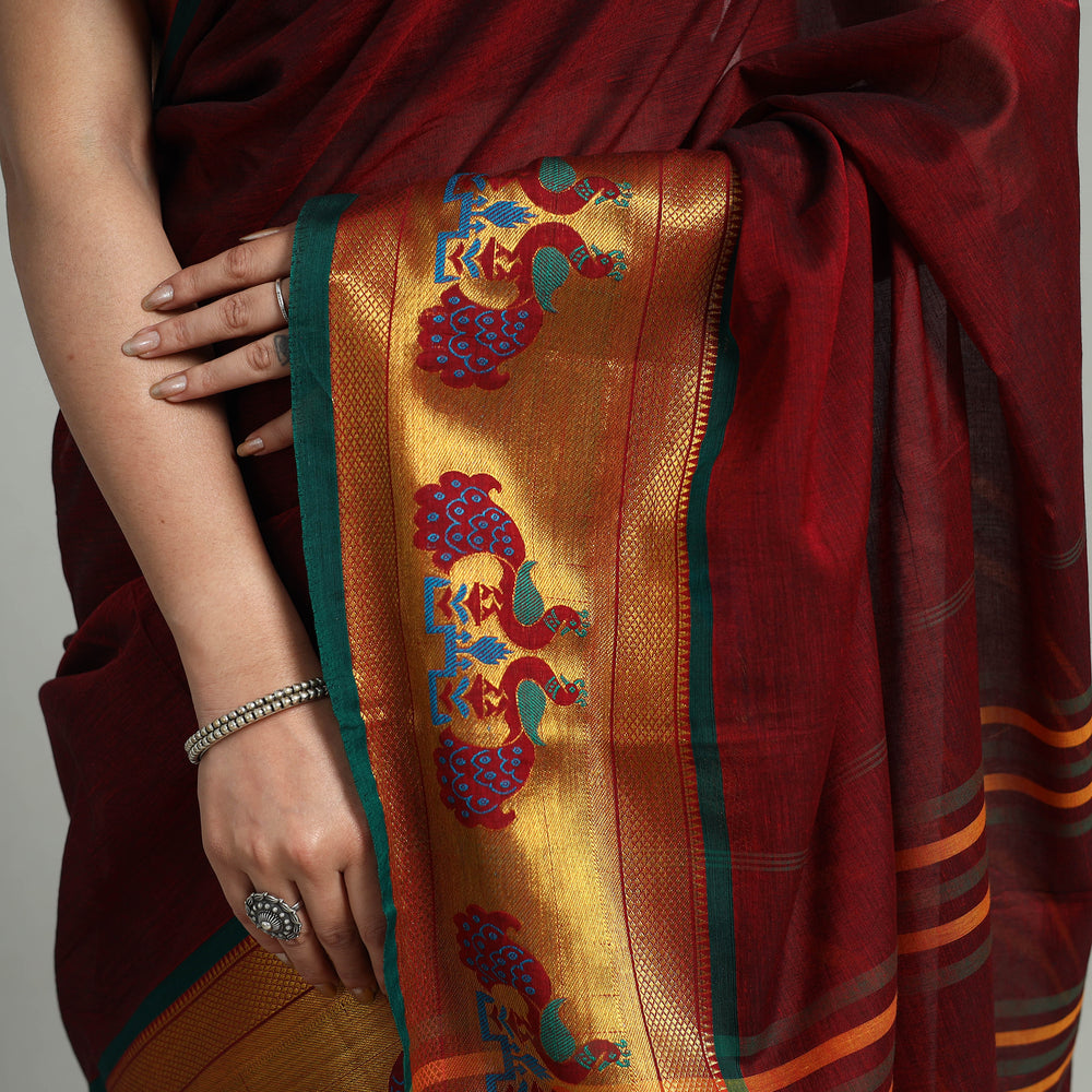 Mercerised Cotton Paithani Zari Border Dharwad Saree 25