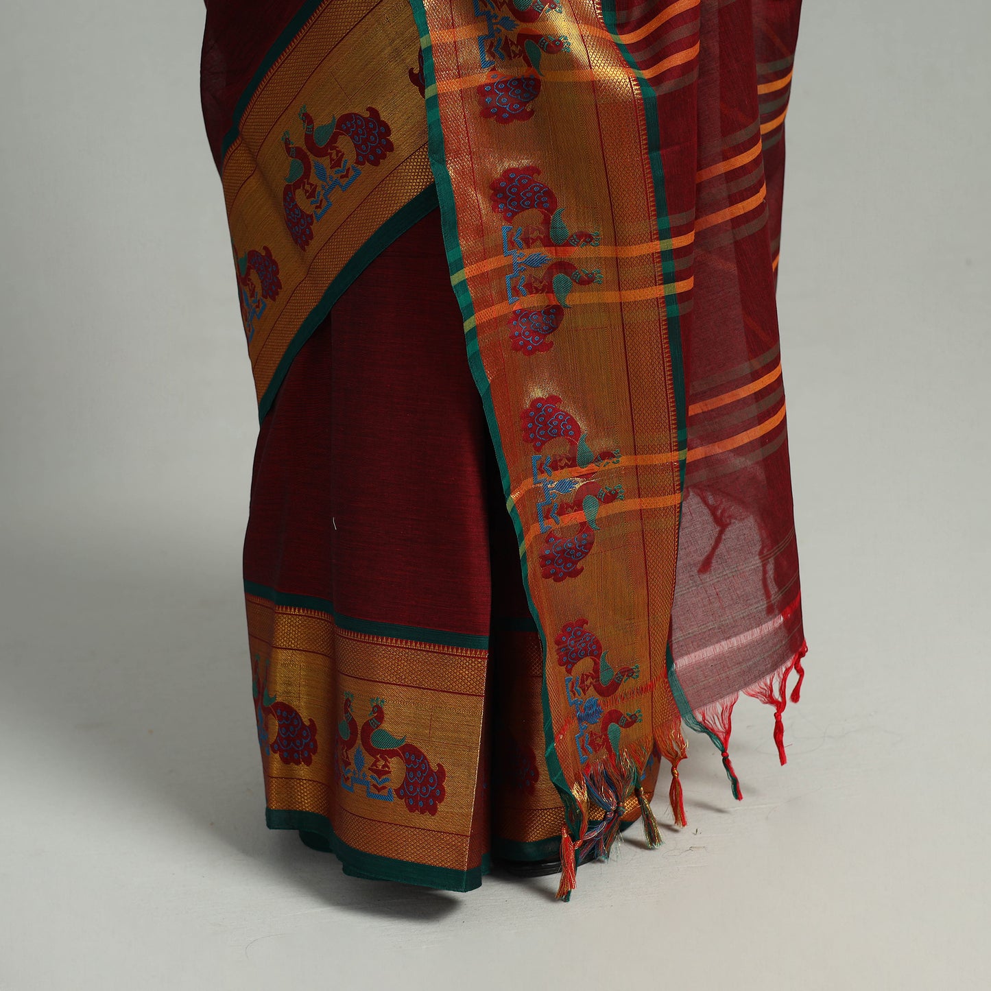 Mercerised Cotton Paithani Zari Border Dharwad Saree 25