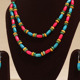 Multicolor - Handmade Wooden Beads Double Layered Necklace Set 20