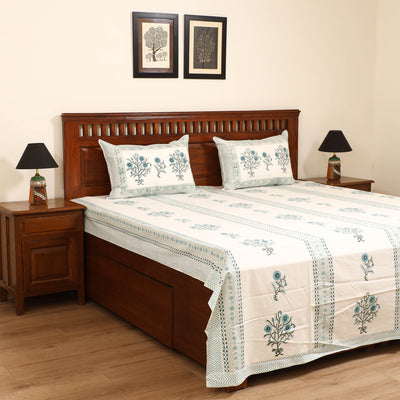 Sanganeri Hand Block Print Cotton Double Bedsheet Set (108 x 90 in) 30