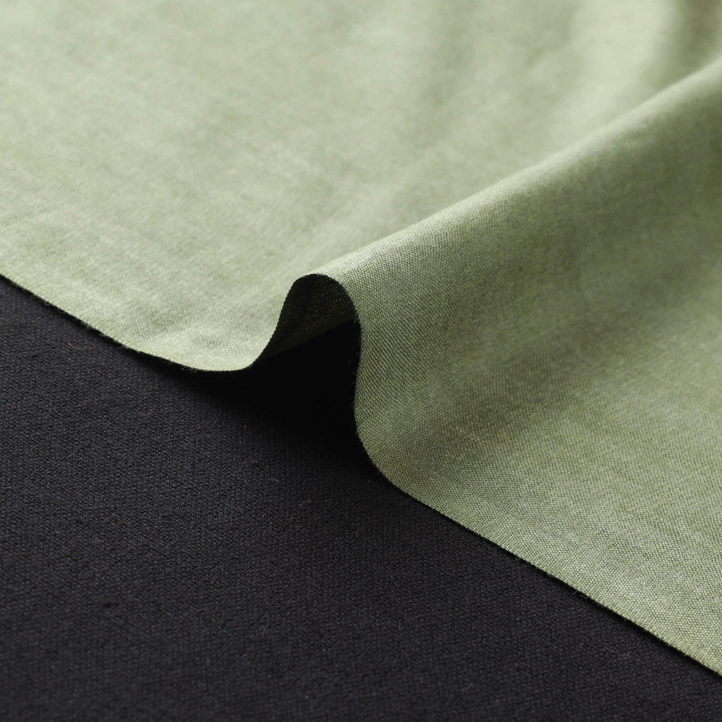 Green - Vidarbha Tussar Silk Handwoven Plain Fabric 12