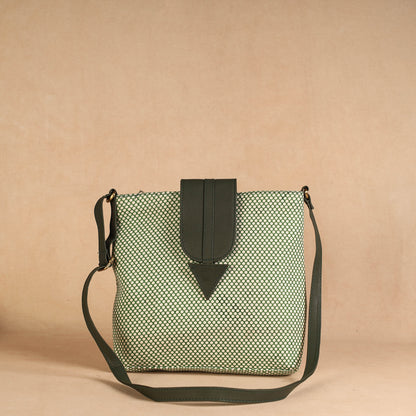 Green - Handcrafted Sanganeri Printed Leather Sling Bag