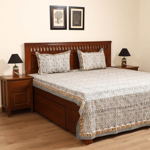 Sanganeri Hand Block Print Cotton Double Bedsheet Set (108 x 90 in) 33