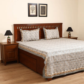 Sanganeri Hand Block Print Cotton Double Bedsheet Set (108 x 90 in) 33