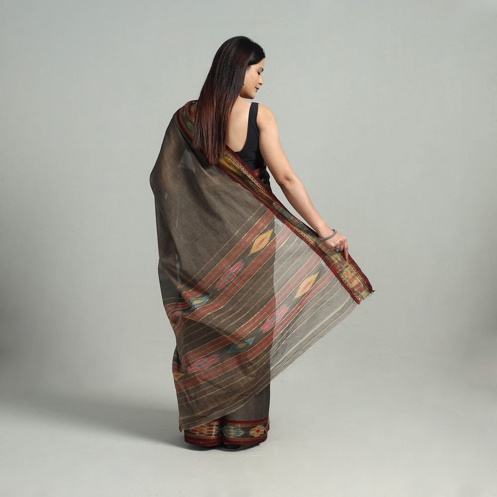 Mercerised Cotton Ikat Zari Border Dharwad Saree 29