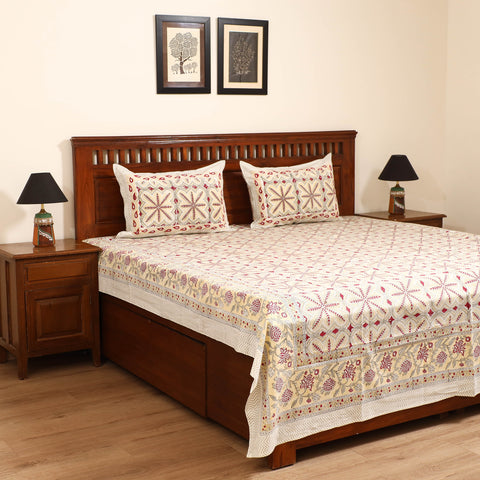 Sanganeri Hand Block Print Cotton Double Bedsheet Set (108 x 90 in) 34