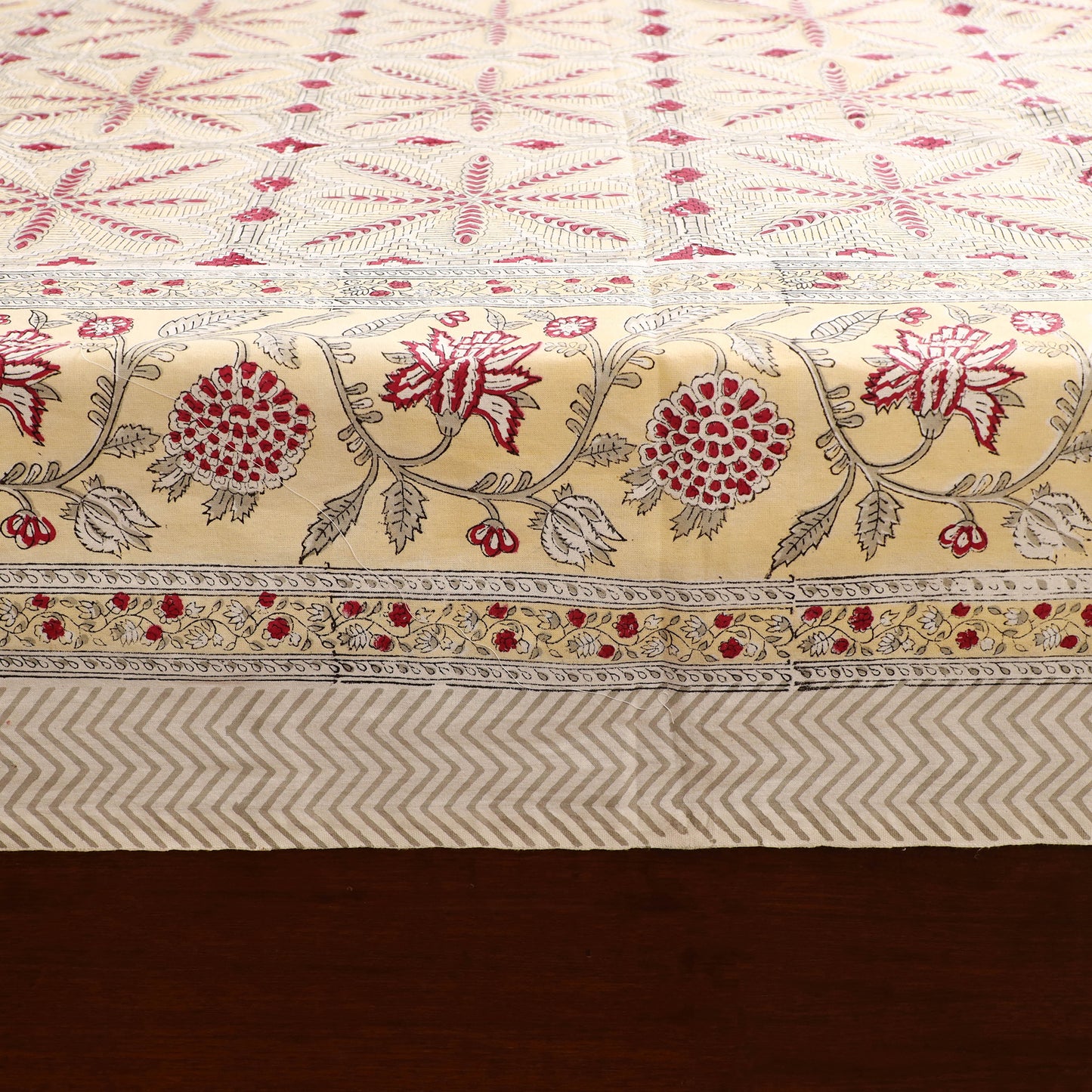 Sanganeri Hand Block Print Cotton Double Bedsheet Set (108 x 90 in) 34