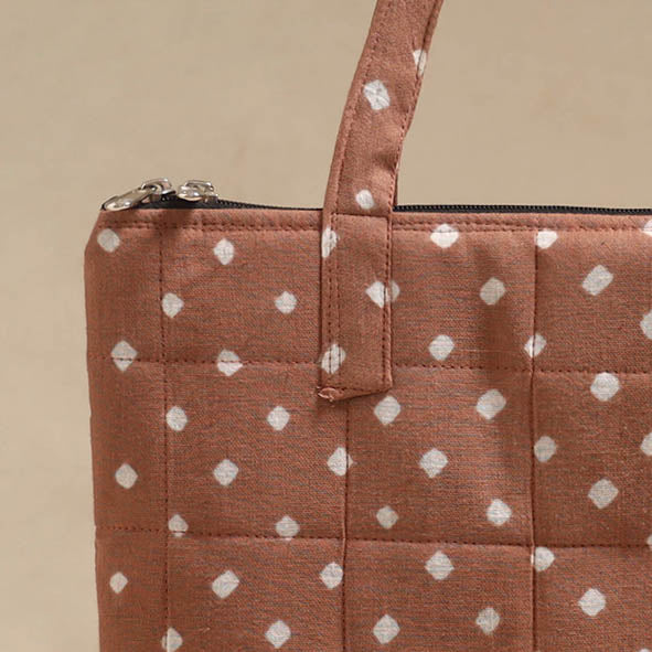 Brown - Quilted Fabric Handcrafted Handbag 02