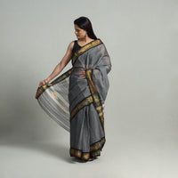 Grey - Mercerised Cotton Ikat Zari Border Dharwad Saree 30