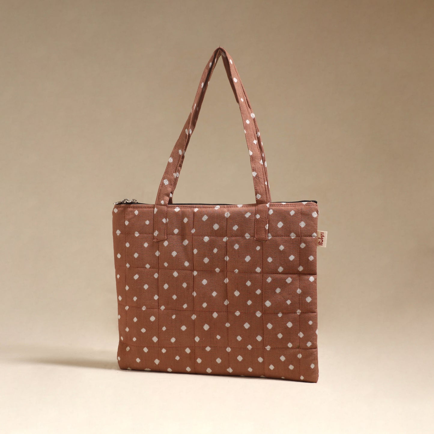 Brown - Quilted Fabric Handcrafted Handbag 02
