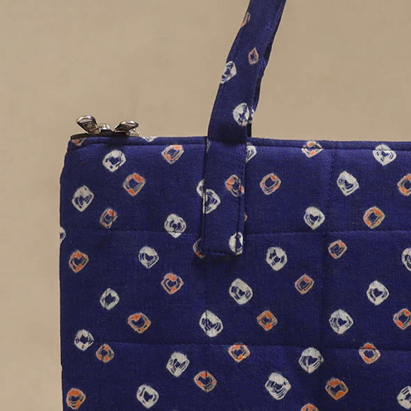 Blue - Quilted Fabric Handcrafted Handbag 03