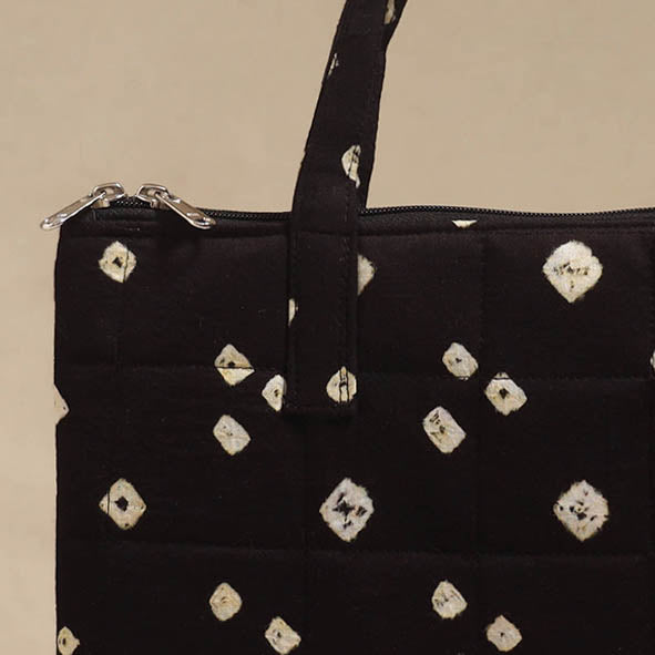Black - Quilted Fabric Handcrafted Handbag 04