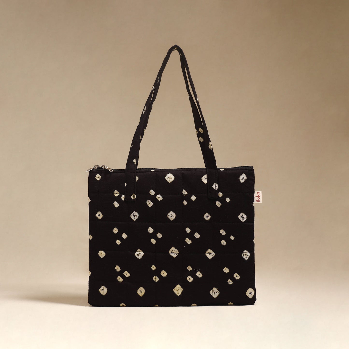 Black - Quilted Fabric Handcrafted Handbag 04