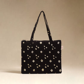 Black - Quilted Fabric Handcrafted Handbag 04
