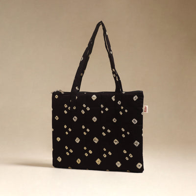 Black - Quilted Fabric Handcrafted Handbag 04