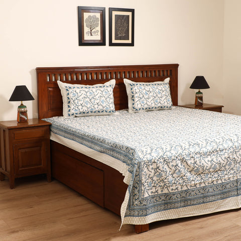Sanganeri Hand Block Print Cotton Double Bedsheet Set (108 x 90 in) 36
