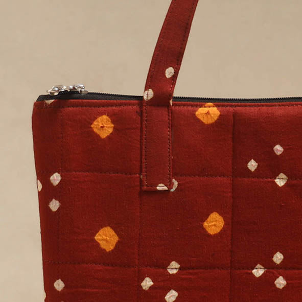 Maroon - Quilted Fabric Handcrafted Handbag 05