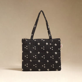 Black - Quilted Fabric Handcrafted Handbag 06