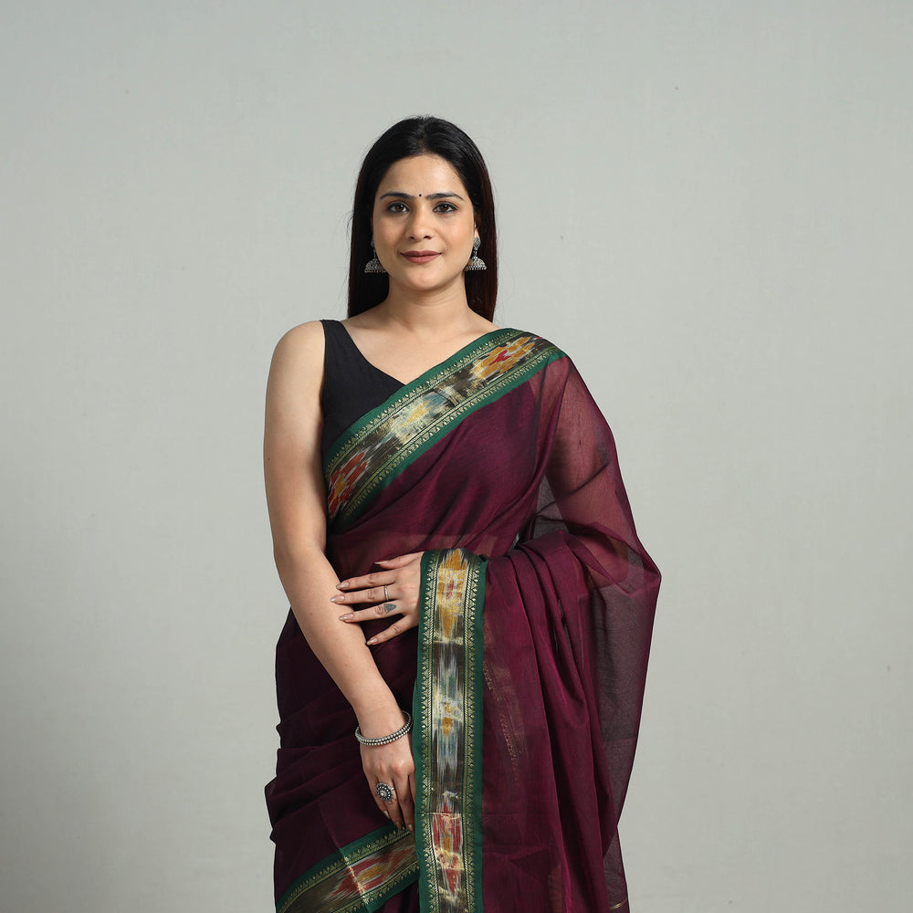 Mercerised Cotton Ikat Zari Border Dharwad Saree 31