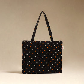 Black - Quilted Fabric Handcrafted Handbag 07